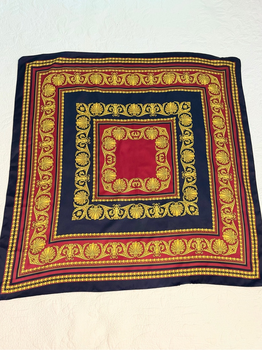 Vintage Royal Old Money Scarf Regency Luxe Heritage England Made In Italy Gold